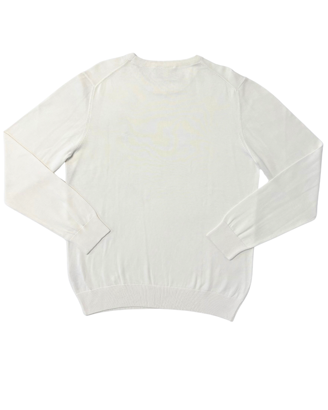 Lacoste Classic White Crewneck Lightweight Cotton Sweater