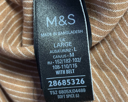 M&S Collection Brown Striped Linen Blend Shirt Dress