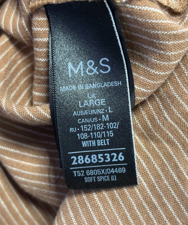 M&S Collection Brown Striped Linen Blend Shirt Dress