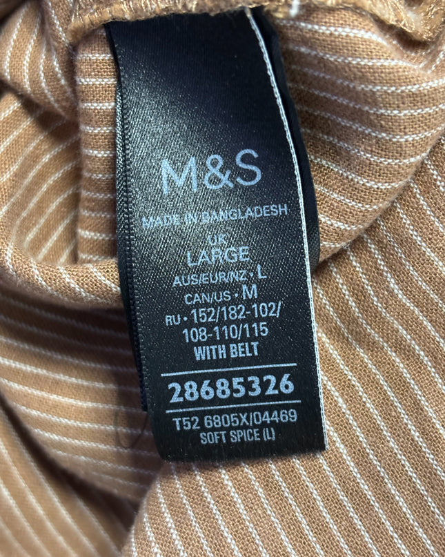 M&S Collection Brown Striped Linen Blend Shirt Dress