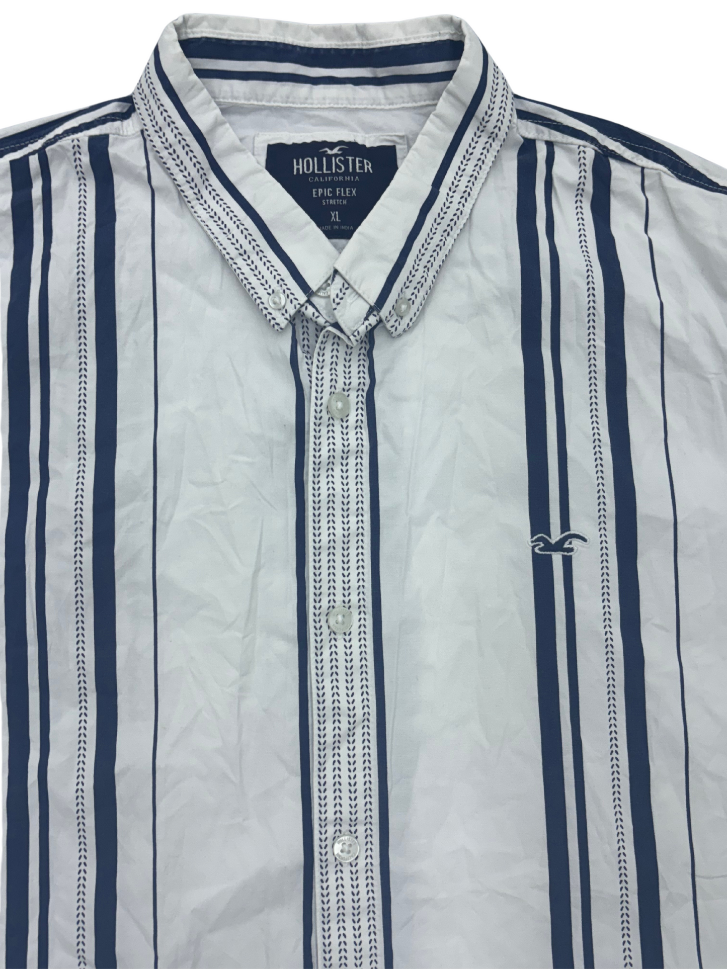 Hollister Epic-Flex Stretch Button Up Short Sleeve Shirt - XL