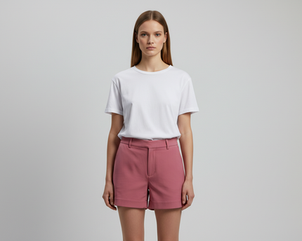 Zara Basic Pink High-Waisted Tailored Shorts