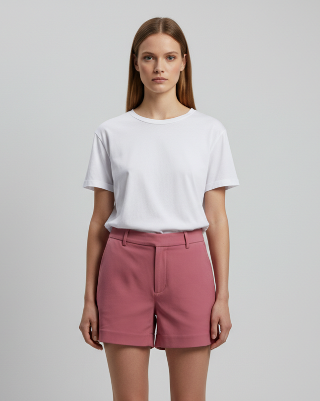 Zara Basic Pink High-Waisted Tailored Shorts