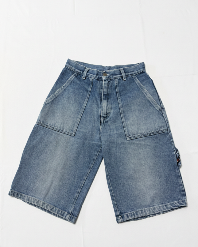 Gang Boy Blue Embroidered Baggy Denim Shorts