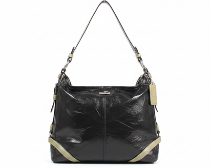 Coach Black Crinkled Leather Hobo Bag