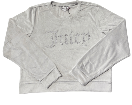 Juicy Couture Rhinestone Logo Ivory Velour Sweatshirt