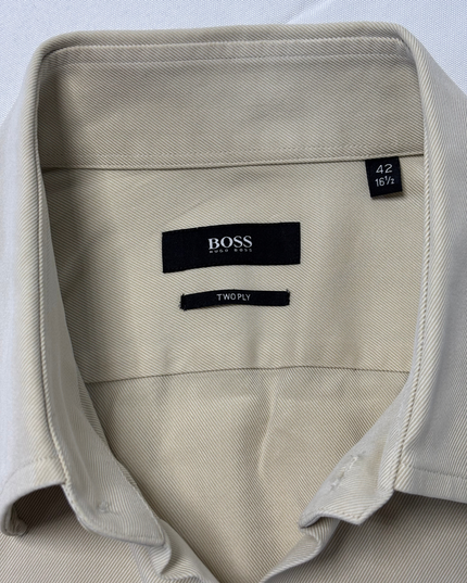 Hugo Boss Two Ply Sand Beige Dress Shirt