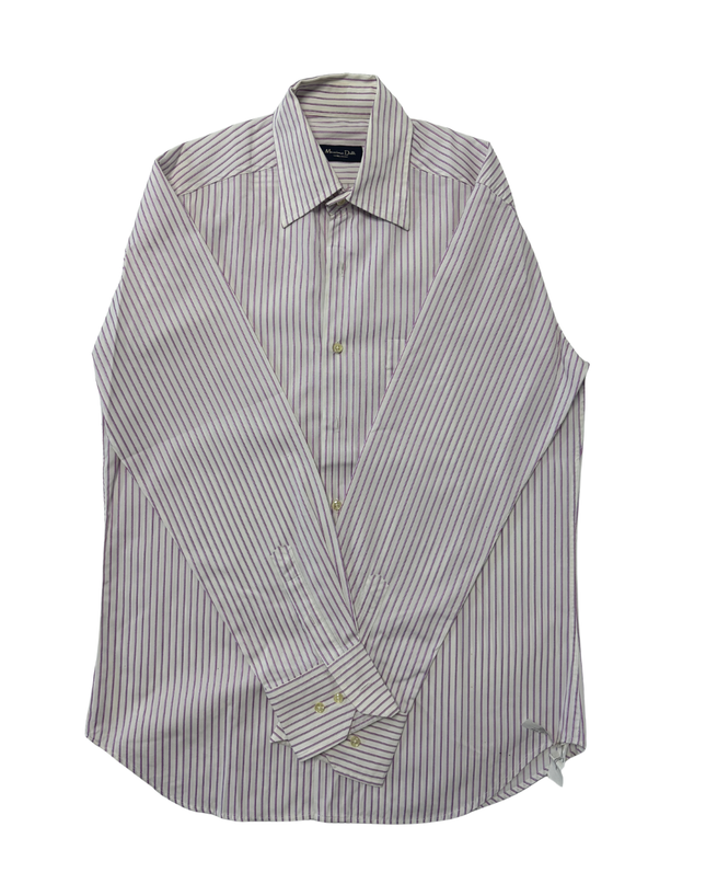 Massimo Dutti Collezioni Purple & White Striped Formal Shirt - M