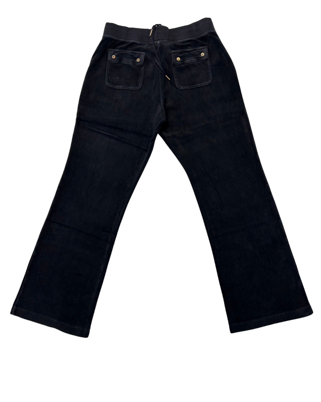Juicy Couture Classic Black Velour Flare Lounge Pants - L | Waist: 31"