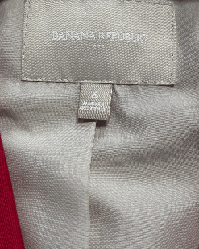 Banana Republic Red with Gold Crest Buttons Tailored Blazer