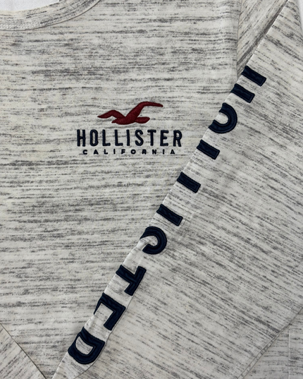 Hollister California Heather Gray Logo Long Sleeve T-Shirt - L