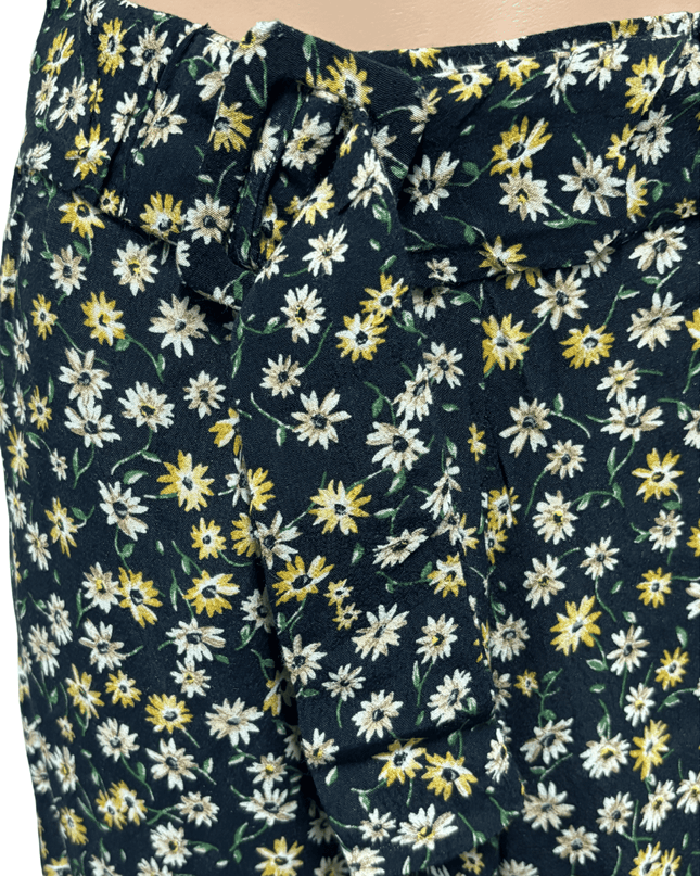 Zara Black Ditsy Floral High-Waist Culotte Pants