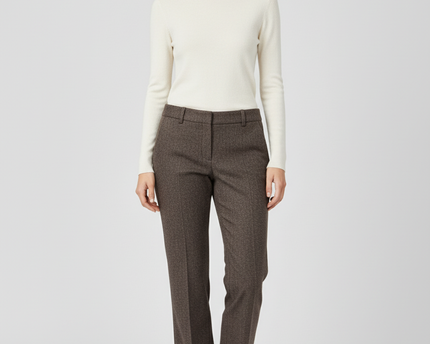 Zara Basic Brown Herringbone Professional Trousers