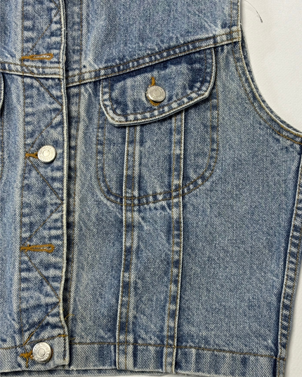Cotton Ginny 90s Cropped Trucker Style Medium Wash Denim Vest