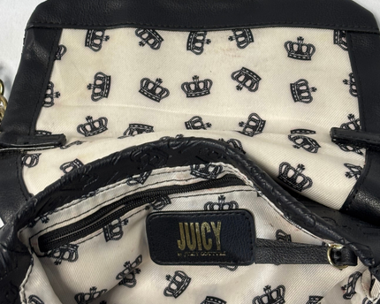 Juicy Couture Y2K Black Embossed Monogram Mini Satchel Bag