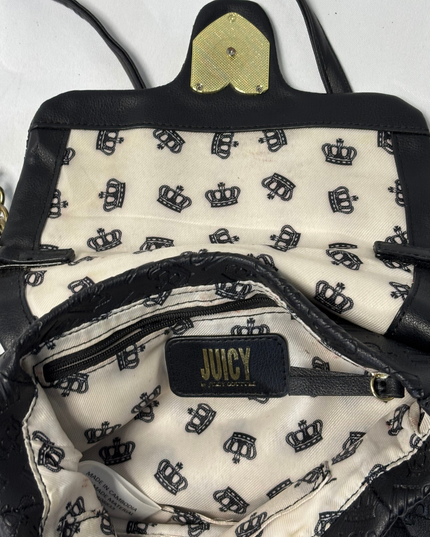 Juicy Couture Y2K Black Embossed Monogram Mini Satchel Bag