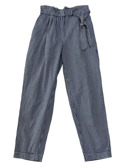 Zara Navy Gingham Paperbag Waist Pants - XS