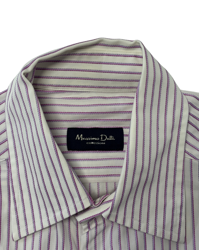 Massimo Dutti Collezioni Purple & White Striped Formal Shirt - M