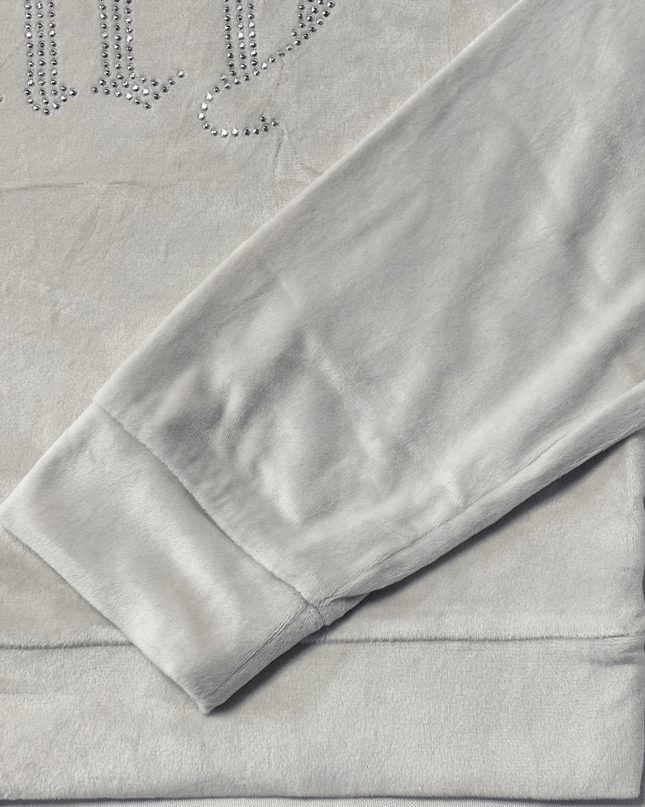 Juicy Couture Rhinestone Logo Ivory Velour Sweatshirt