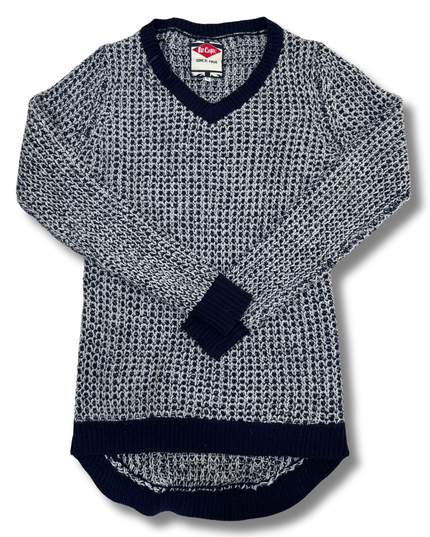 Lee Cooper Blue-White Knit Women Sweater - XS
