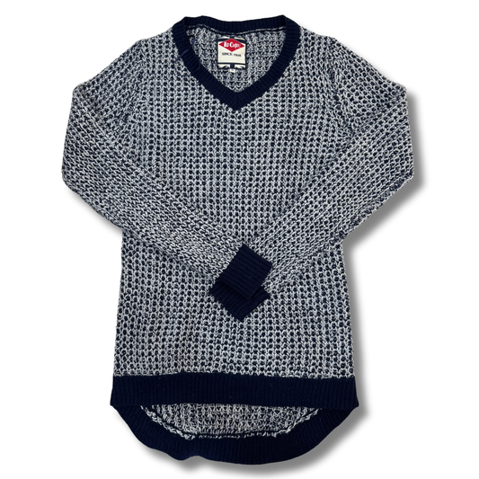 Lee Cooper Blue-White Knit Women Sweater - XS