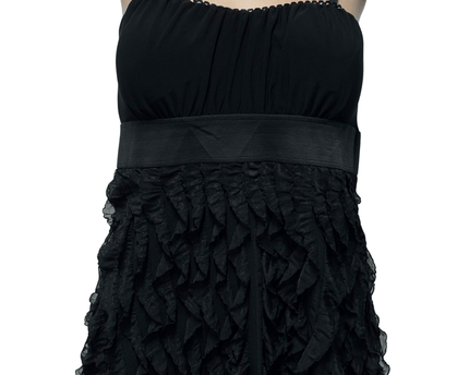 Suzy Shier Black Ruffled Tiered Spaghetti Strap Top
