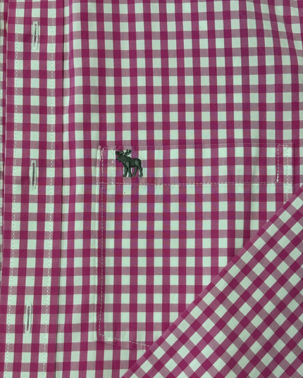 Abercrombie & Fitch Muscle Fit Pink Gingham Shirt - M