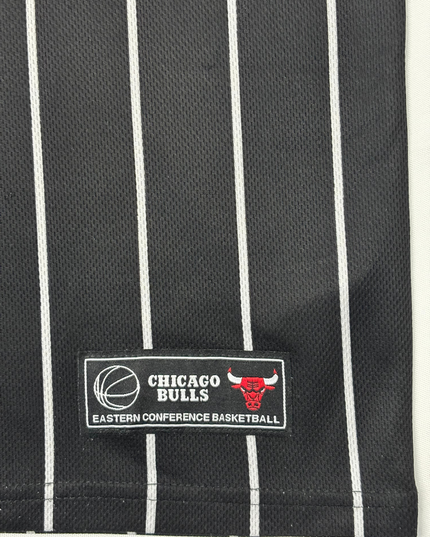 NBA Chicago Bulls Black Pinstripe Graphic Basketball T-Shirt
