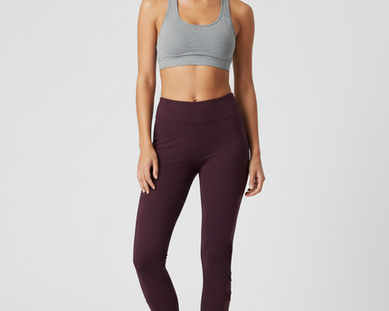 Victoria's Secret Burgundy Mesh Lattice Detail Leggings