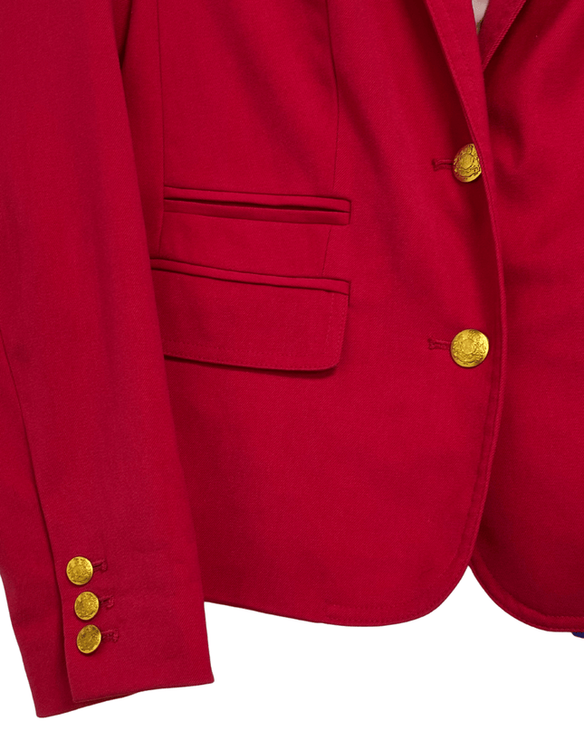 Banana Republic Red with Gold Crest Buttons Tailored Blazer