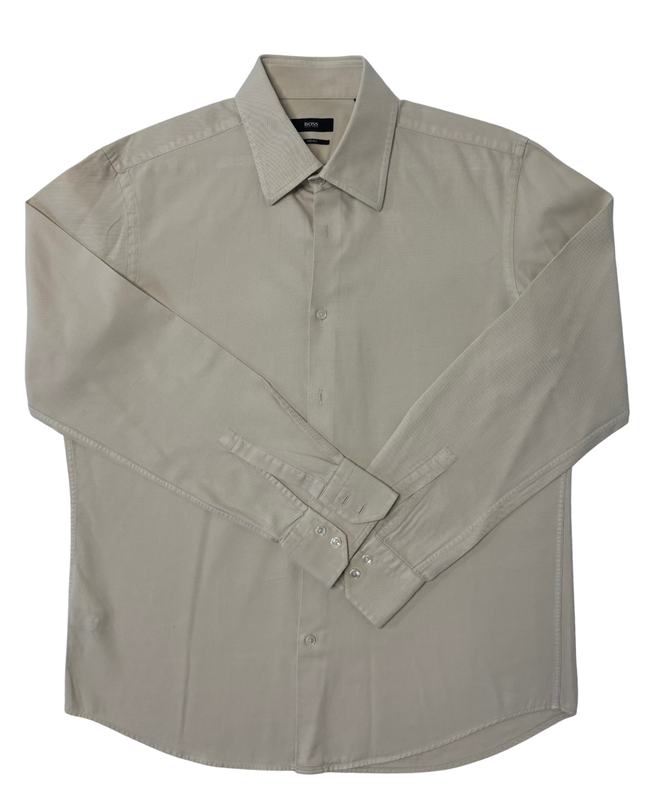Hugo Boss Two Ply Sand Beige Dress Shirt