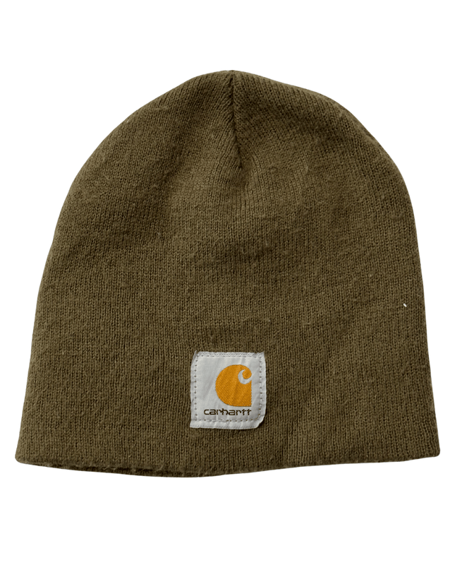 Carhartt Olive Green Knit Minimal Workwear Style Beanie
