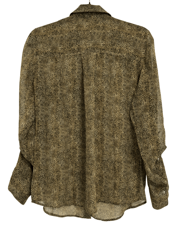 GUESS Leopard-Print Chiffon Button-Up Shirt Brown