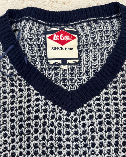 Lee Cooper Blue-White Knit Women Sweater - XS