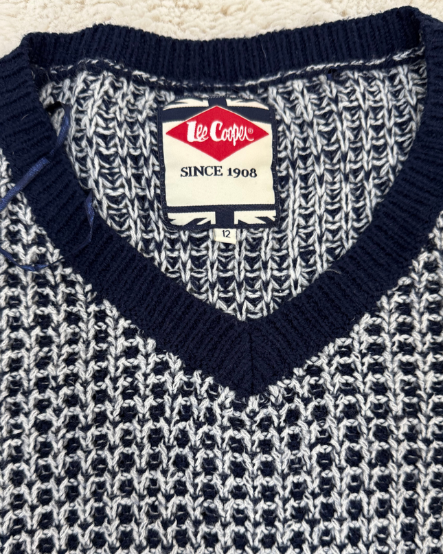 Lee Cooper Blue-White Knit Women Sweater - XS