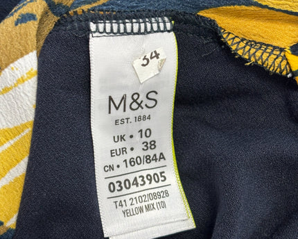 M&S COLLECTION Navy Blue and Yellow Abstract Print Top