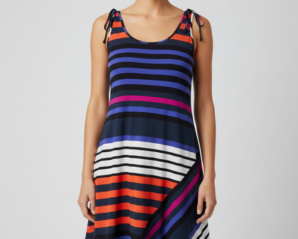 Calvin Klein Multi-color Striped A-Line Sleeveless Dress