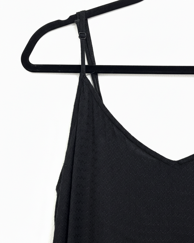 Billabong Black Textured Ruffle Hem Maxi Dress