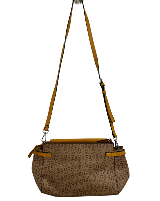 GUESS Monogram & Mustard Yellow Flap Crossbody Bag
