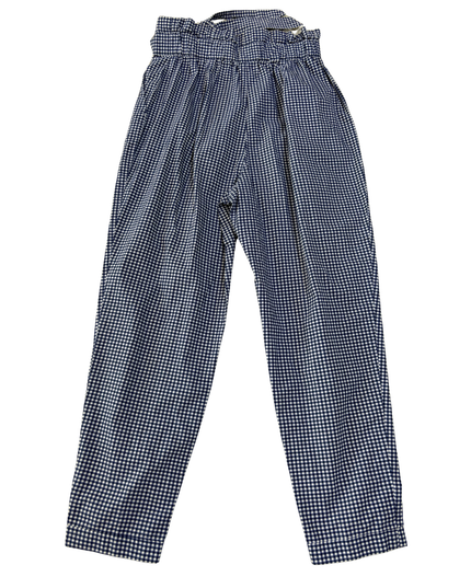 Zara Navy Gingham Paperbag Waist Pants - XS