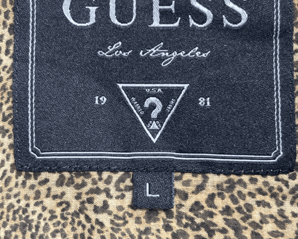 GUESS Leopard-Print Chiffon Button-Up Shirt Brown