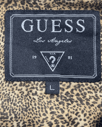 GUESS Leopard-Print Chiffon Button-Up Shirt Brown