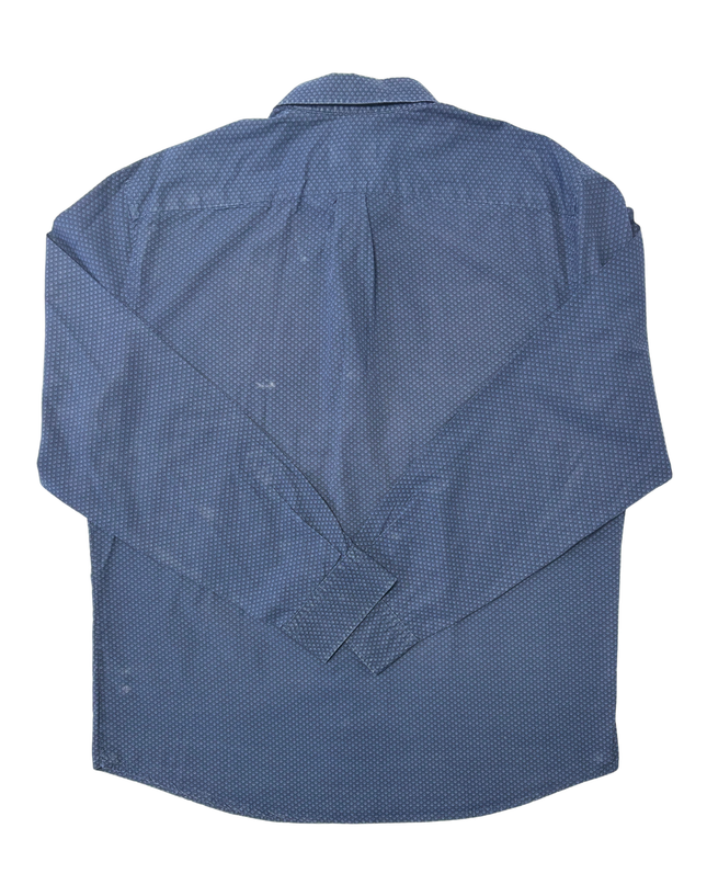 Lacoste Slim Fit Navy Blue Micro-Pattern Button-Down Shirt