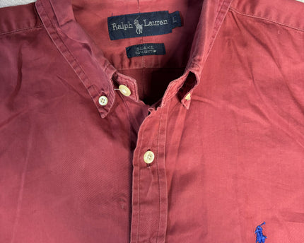Ralph Lauren Red Blake Cotton Long-Sleeved Button-Down Shirt