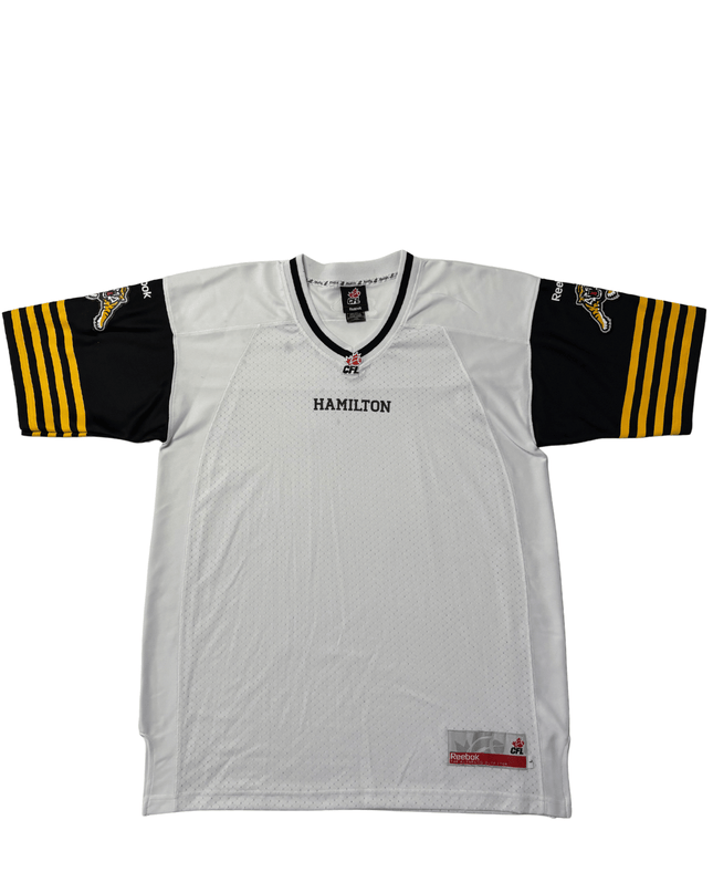 Vintage Reebok CFL Hamilton Tiger-Cats White/Black Jersey
