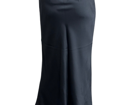 H&M Black Satin-Finish Midi Slip Skirt