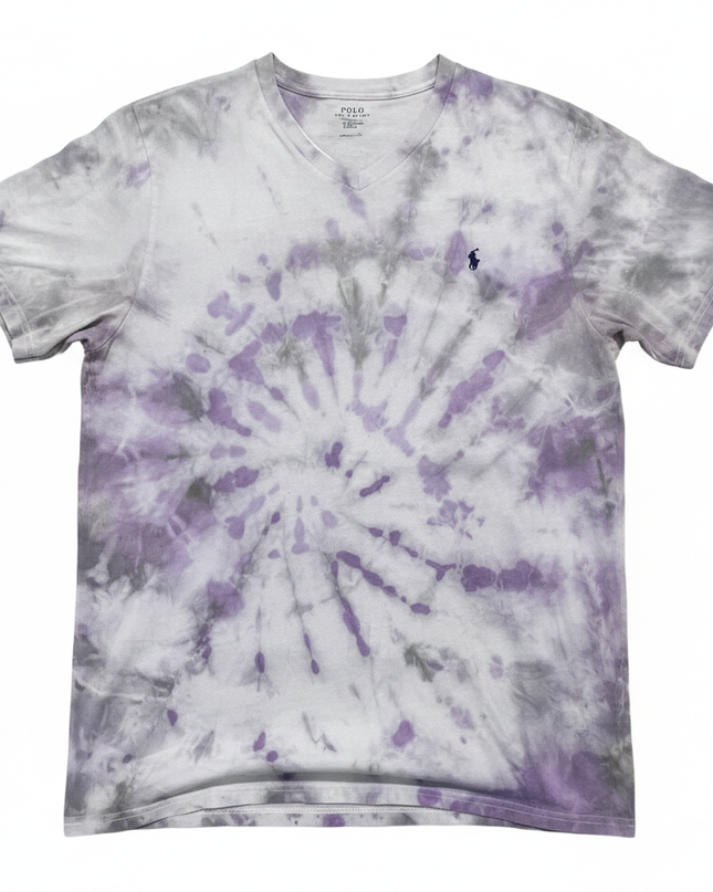 Polo Ralph Lauren Purple Tie-Dye V-Neck T-Shirt