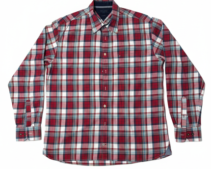 Tommy Hilfiger Red/White/Blue Plaid Custom Fit Shirt