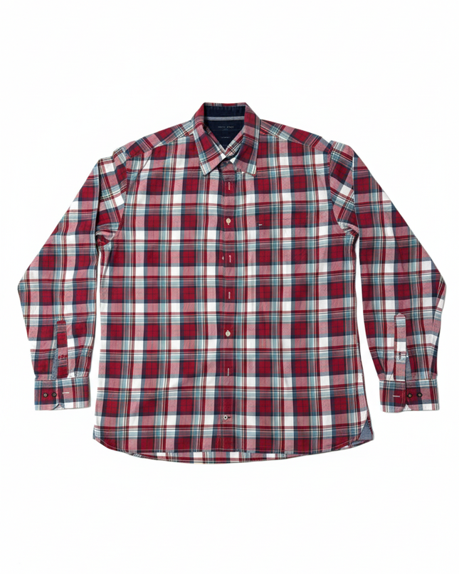 Tommy Hilfiger Red/White/Blue Plaid Custom Fit Shirt