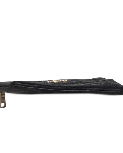 Coach CF358 Black Leather Embossed Corner Zip Wristlet